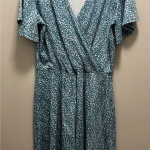 Floral Teal Wrap Dress